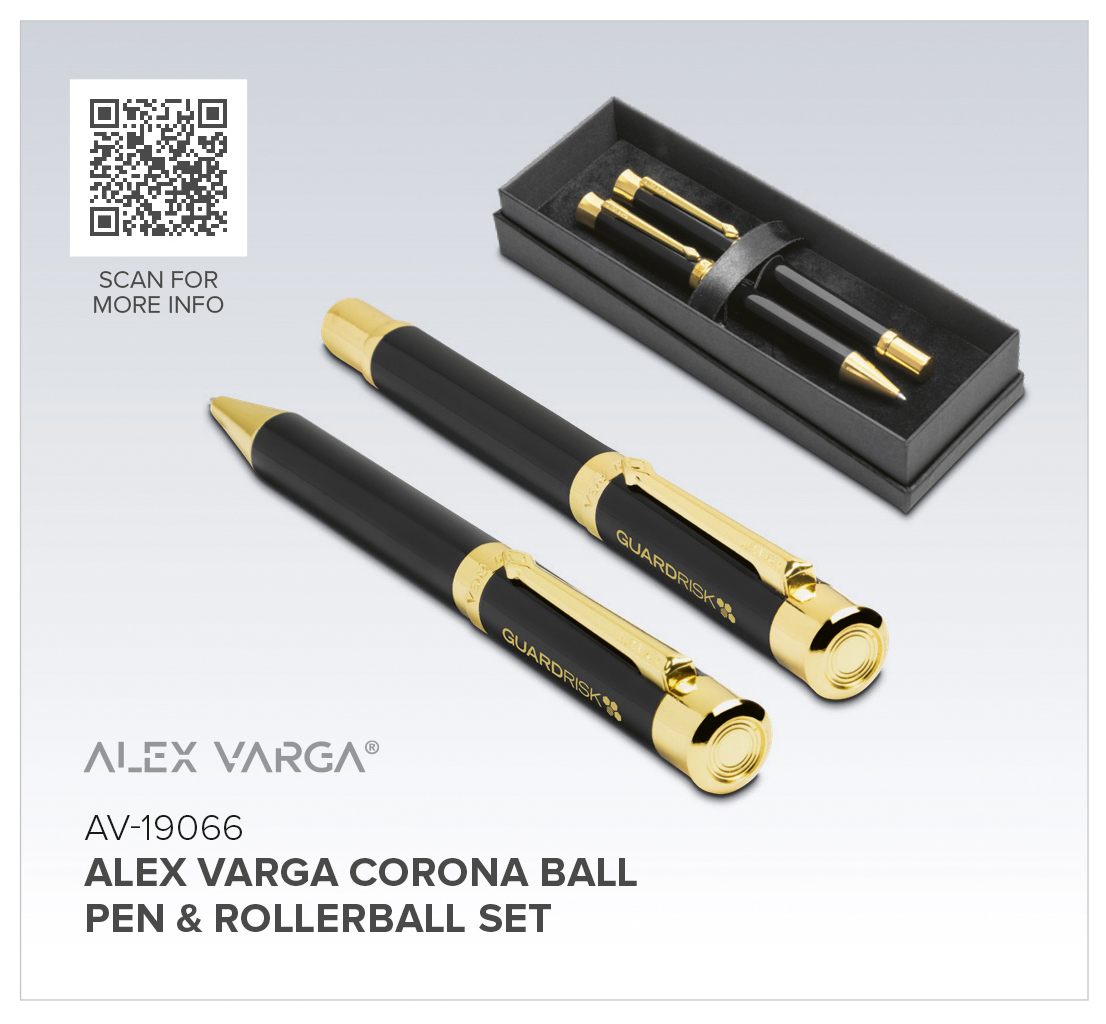 AV-19066 - Alex Varga Corona Ball Pen & Rollerball Set - Catalogue Image